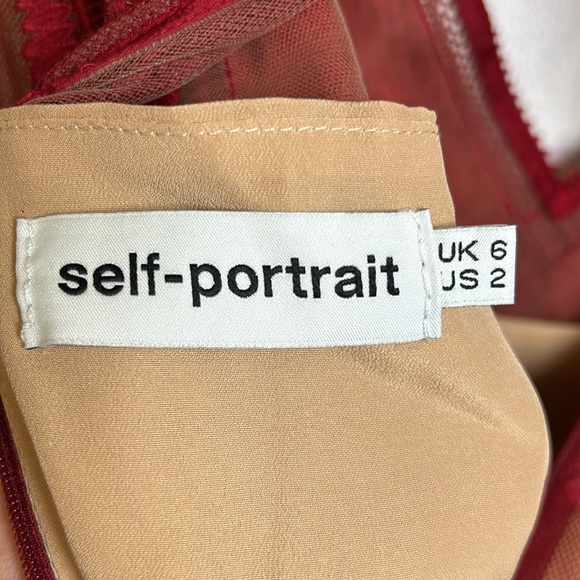 Self-Portrait size 2 red lace midi dress - Picture 7 of 16